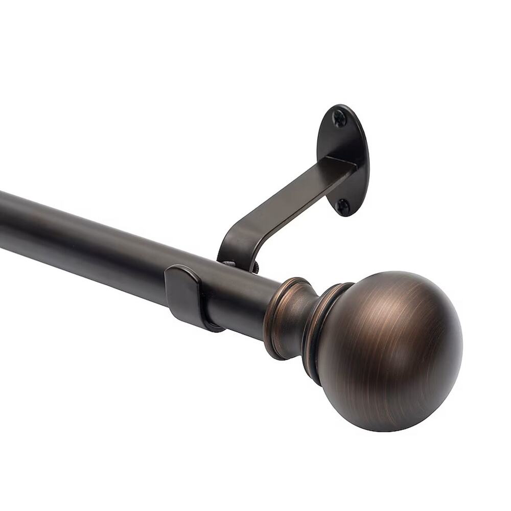 Elrene Cordelia Antique Bronze Iron Curtain Rod with Finials 28 to 48 in